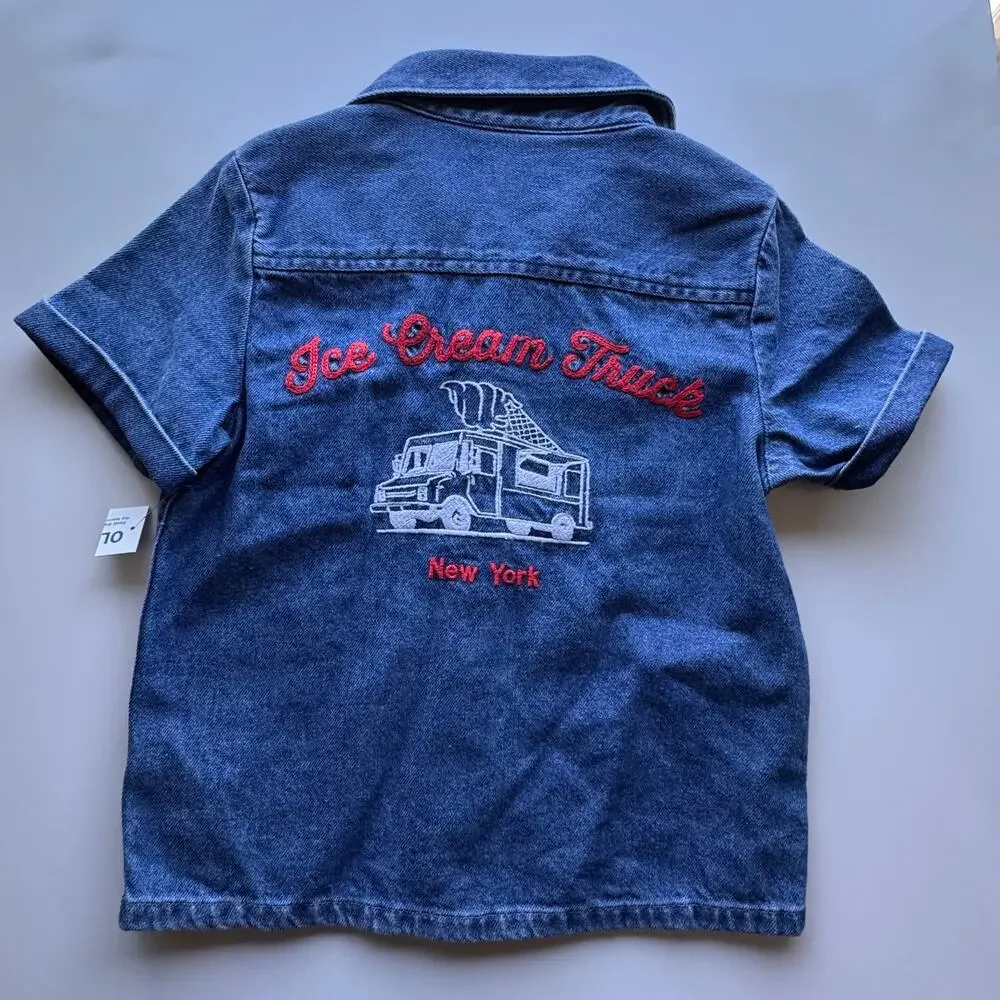 Old Navy Toddler Short Sleeve Button Front Sz 4T NWT